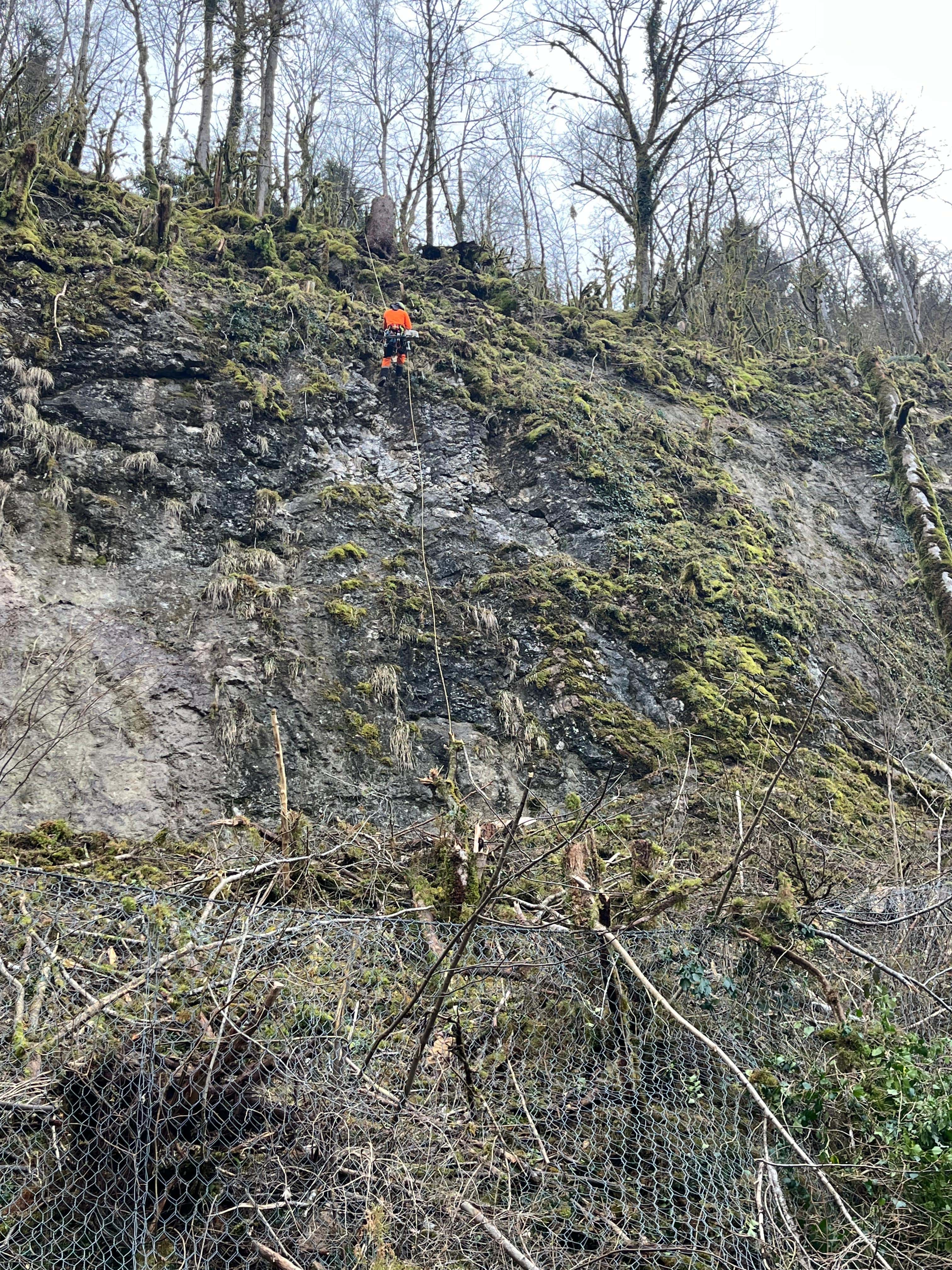 Nettoyage de falaises dans le Jura — SAS POLYVIER